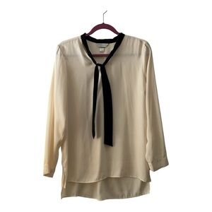 Christopher Banks Cream Blouse with Black Tie